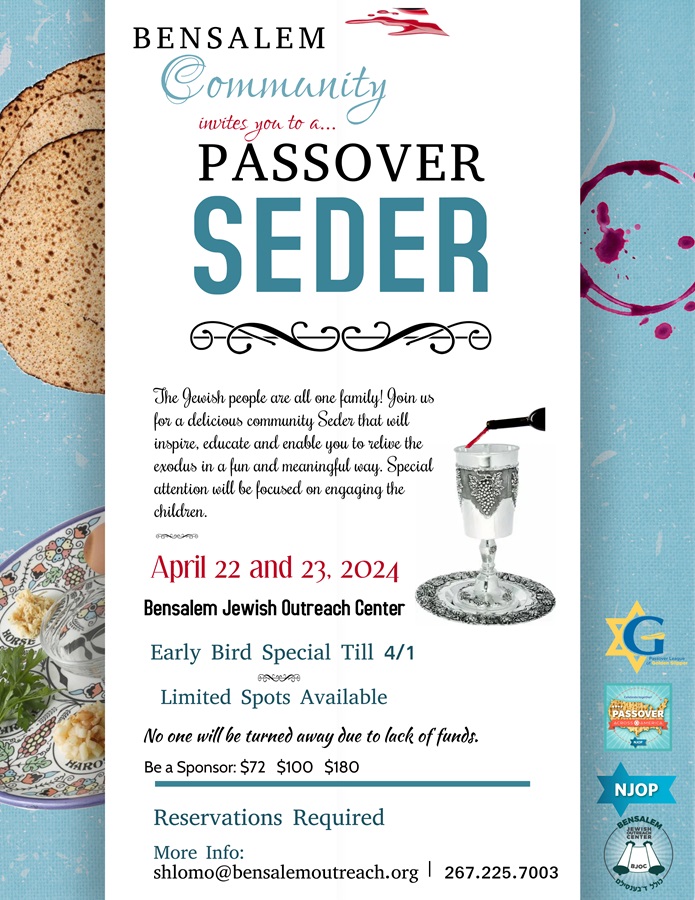 Community Passover Seder - April 22nd and 23rd